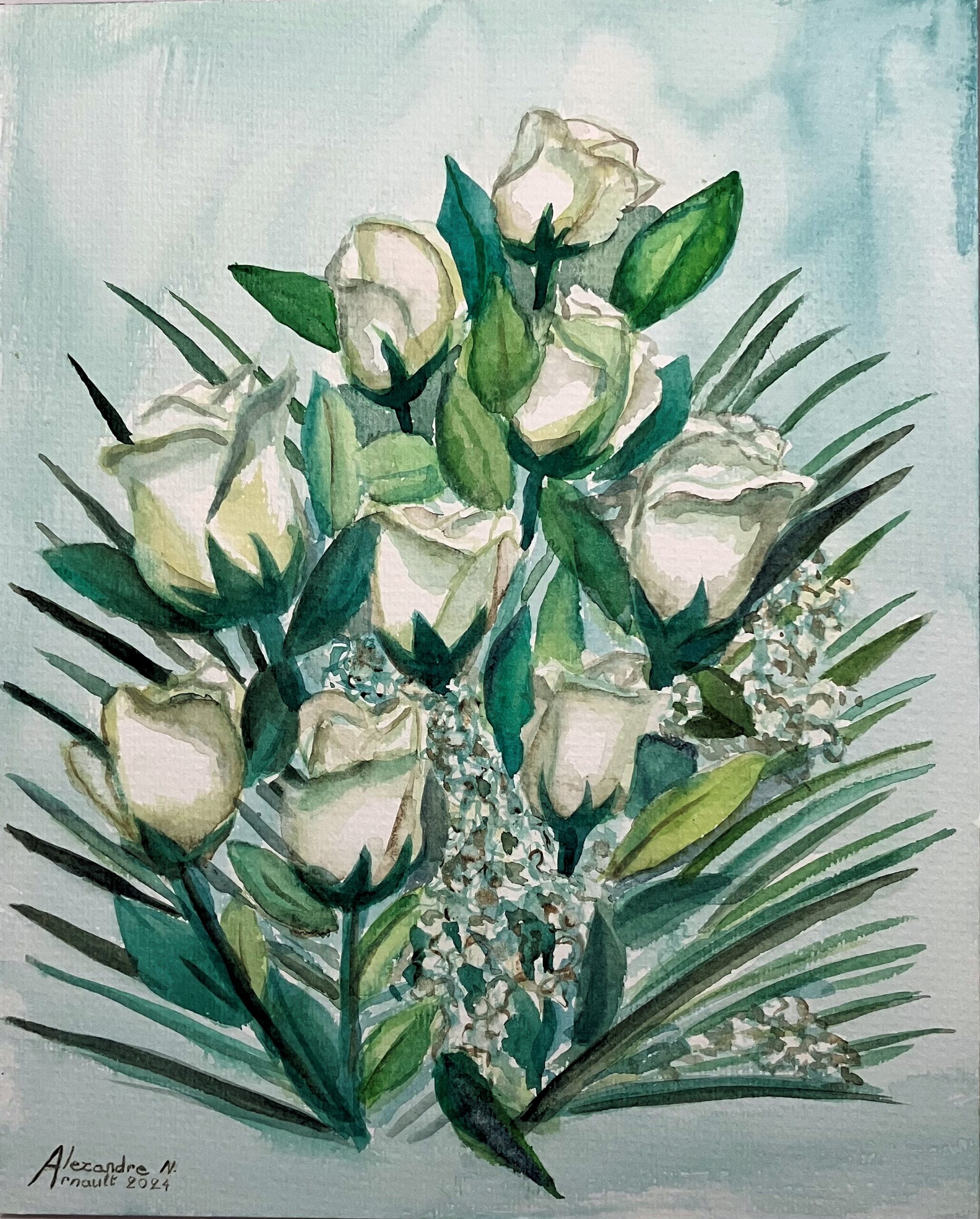 Bouquet de roses blanches