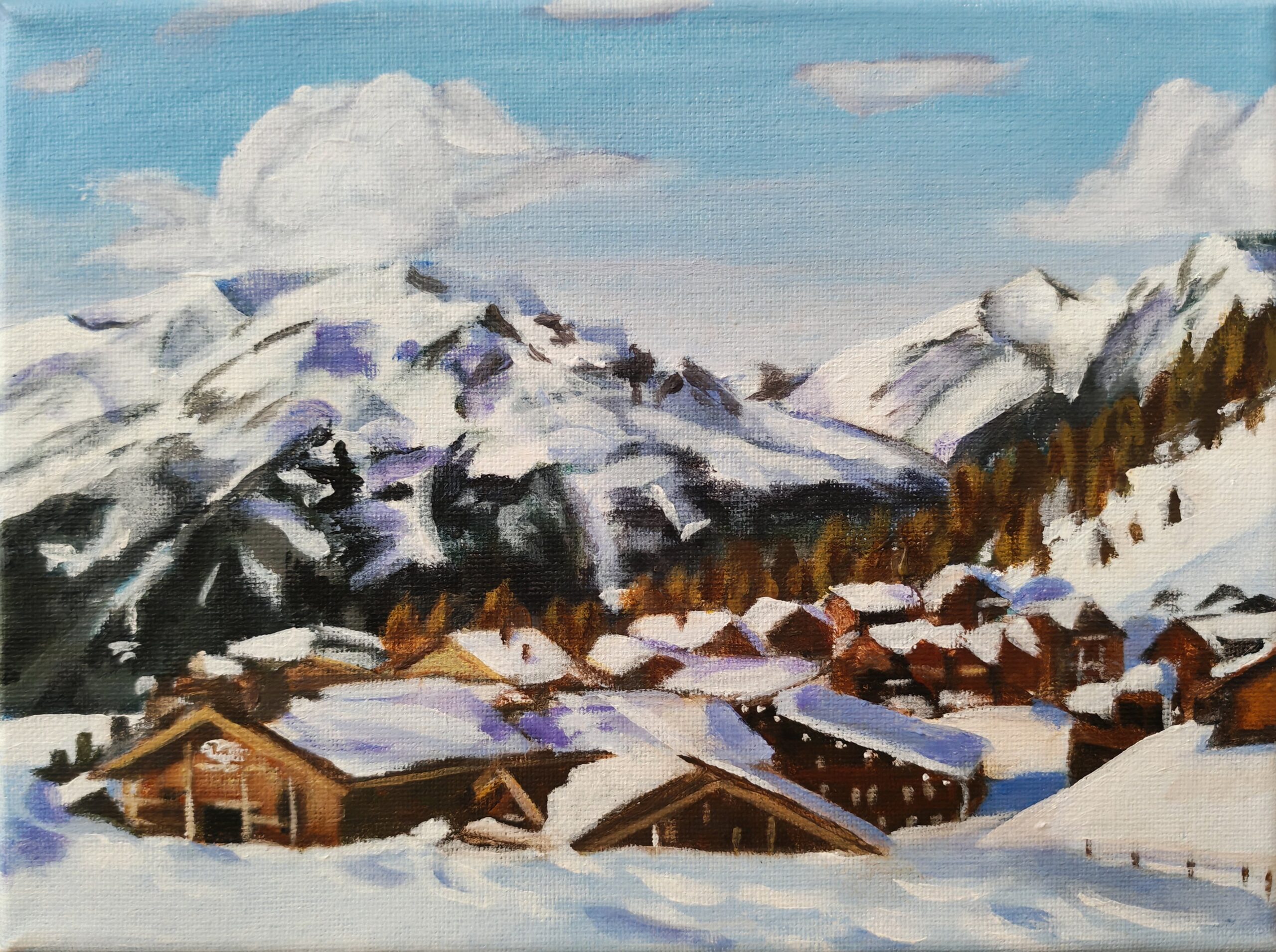 Chalets sous la neige